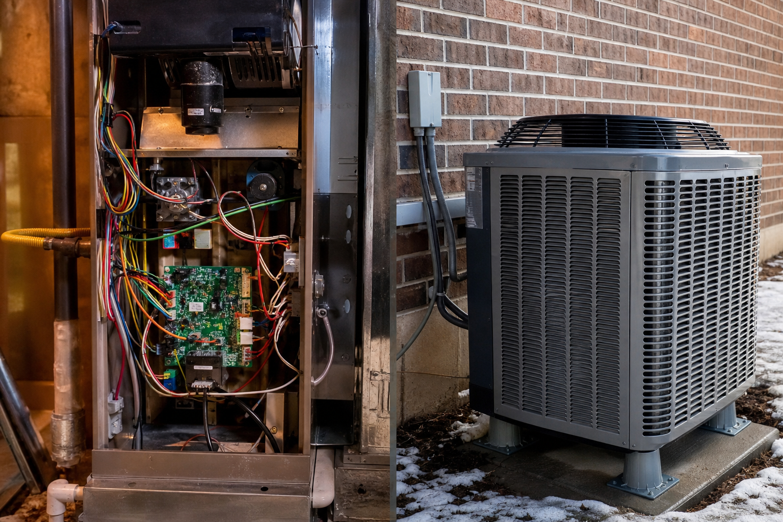 Modern furnace and outdoor air conditioner electronics that benefit from whole-home surge protection in Ontario homes